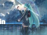 雨中行走的初音未来