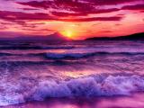 夕阳染红的海面